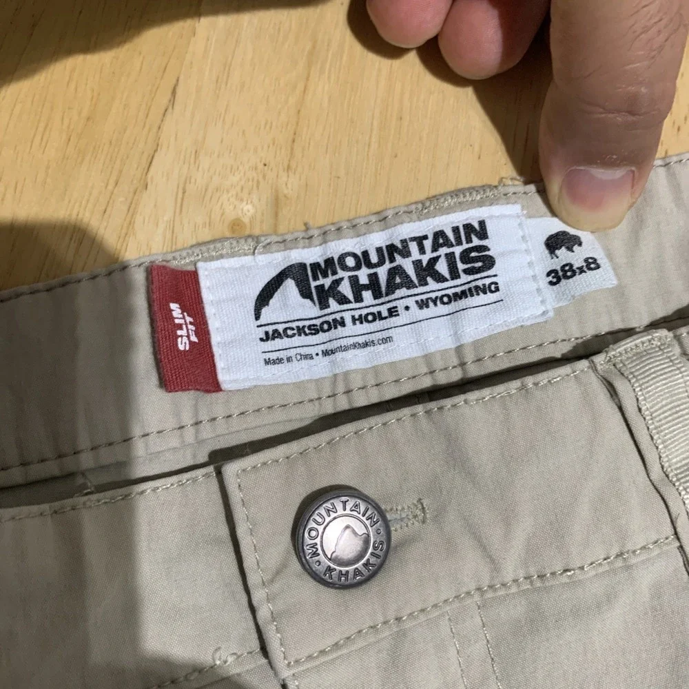 Mountain Khakis Shorts Mens 38 Gray Chino Cargo Pockets Flat Front Performance